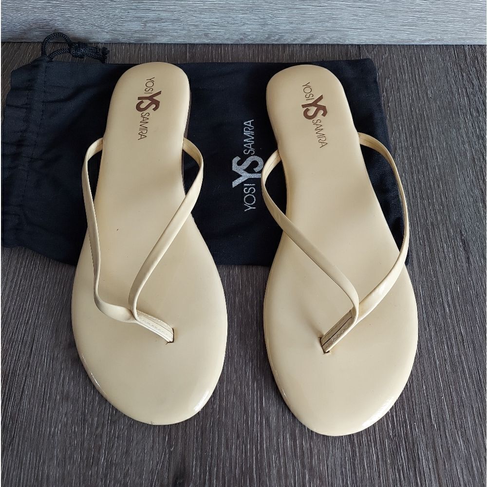 Yosi Samra Nude Patent Leather Flip Flop Sandal Size 10